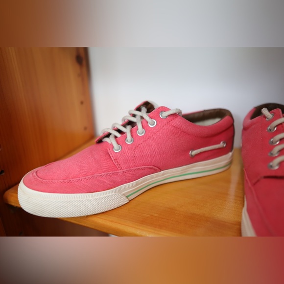 Polo Ralph Lauren Men's Salmon Sneakers Faded Canvas Leather | 9D - Picture 5 of 14